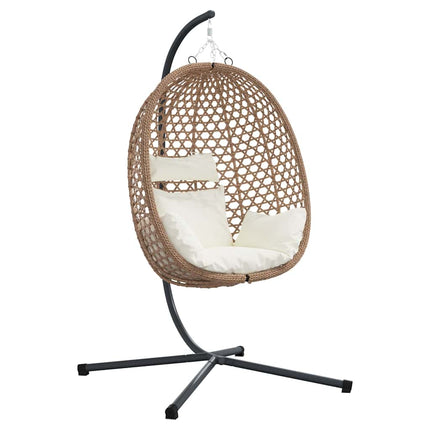 Hængende æggestol polyrattan 104 x 100 x 191 cm Lys fløde