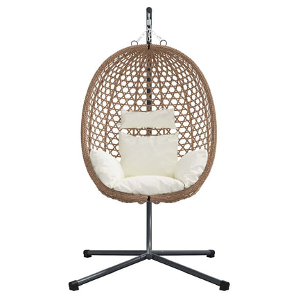 Hængende æggestol polyrattan 104 x 100 x 191 cm Lys fløde