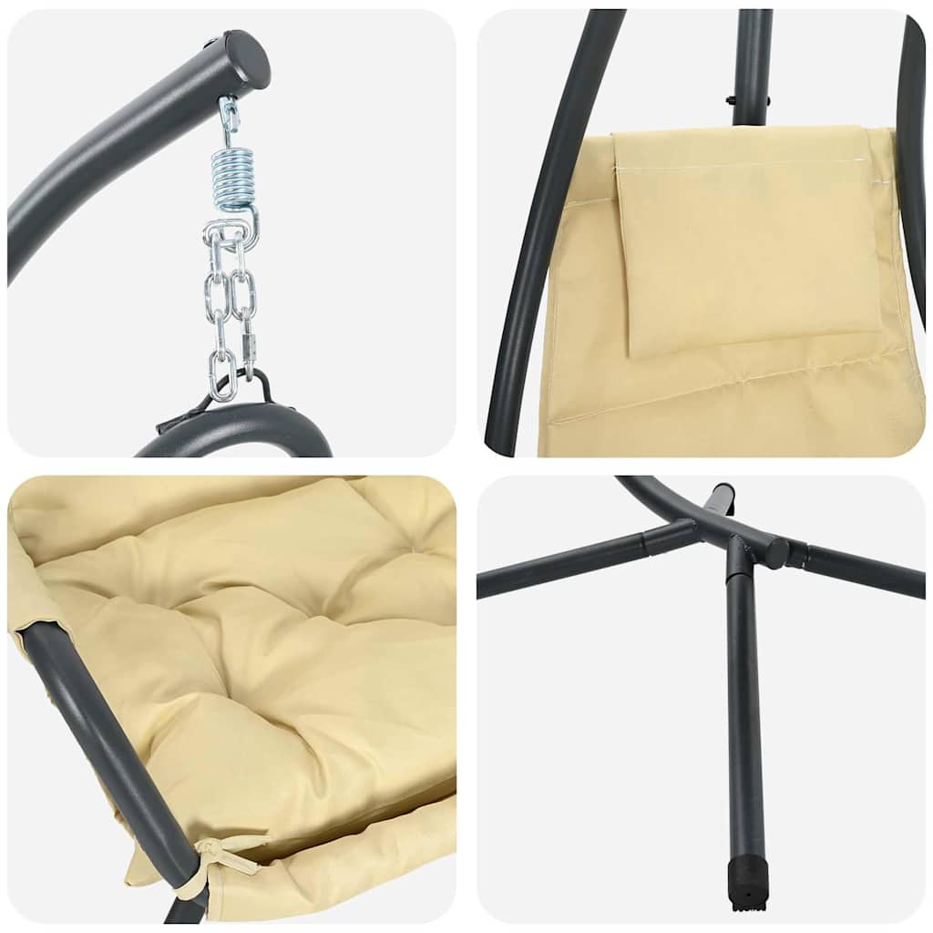 Hængende æggestol Beige 94 x 107 x 196.5 cm Stål