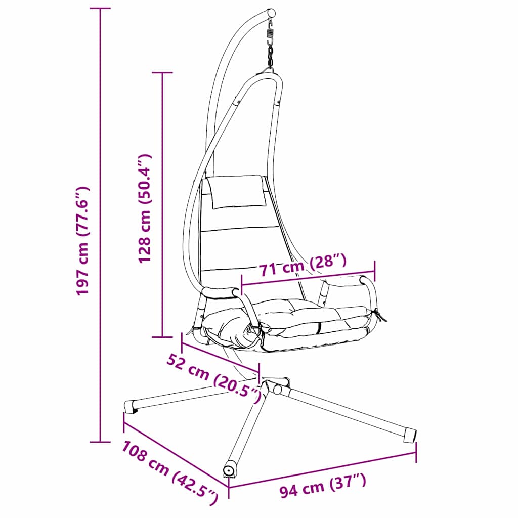 Hængende æggestol Beige 94 x 107 x 196.5 cm Stål