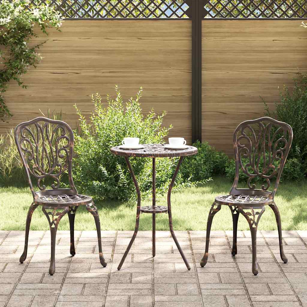 Bistro havemøbelsæt i aluminium - 3 dele, bronze