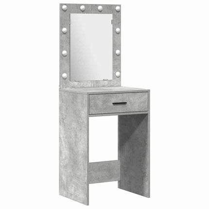 Makeupbord sæt med LED 2 stk. Beton Grå Konstrueret træ