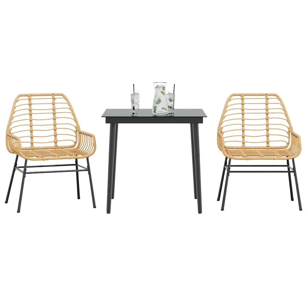 5 Dele Spisebordssæt Til Haven M. Hynder Polyrattan Glas Brun - 2 / Nej / 80 x 80 x 74 cm