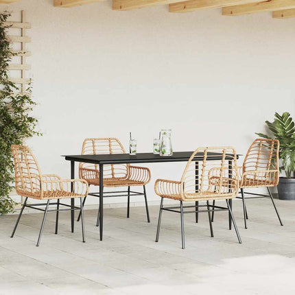 5 dele spisebordssæt til haven polyrattan glas brun