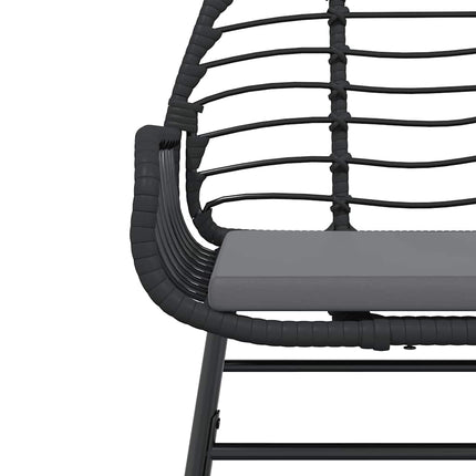 5 dele spisebordssæt til haven m. hynder polyrattan glas sort