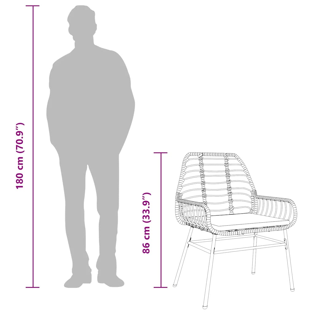 5 dele spisebordssæt til haven m. hynder polyrattan glas brun
