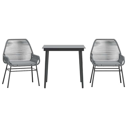 spisebordssæt til haven 3dele med hynder polyrattan glas grå