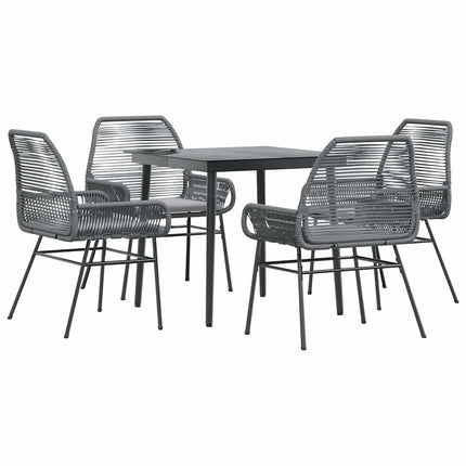 5 dele spisebordssæt til haven med hynder polyrattan glas grå