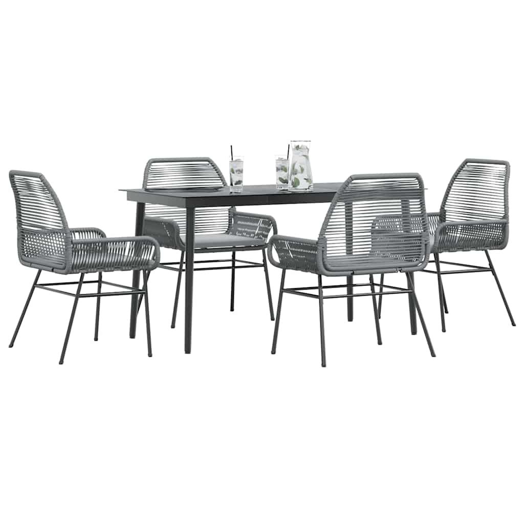 5 dele spisebordsst til haven med hynder polyrattan glas gr
