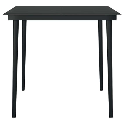 5 dele spisebordssæt til haven polyrattan glas sort