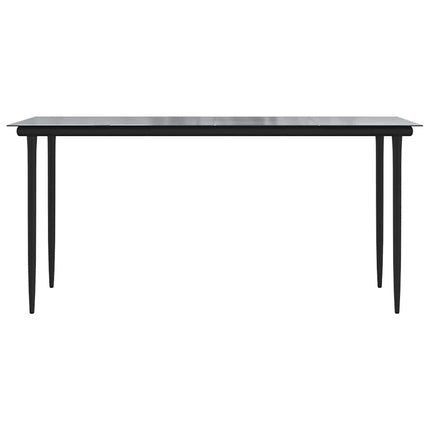 5 dele spisebordssæt til haven polyrattan glas sort