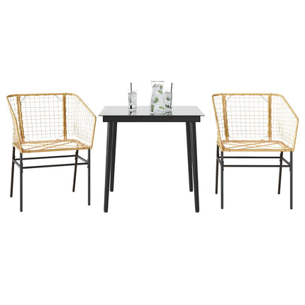 3 dele spisebordssæt til haven polyrattan glas brun