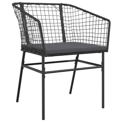 3 dele spisebordssæt til haven m. hynder polyrattan glas sort