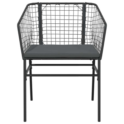 5 dele spisebordssæt til haven m. hynder polyrattan glas sort