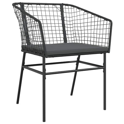 5 dele spisebordssæt til haven m. hynder polyrattan glas sort