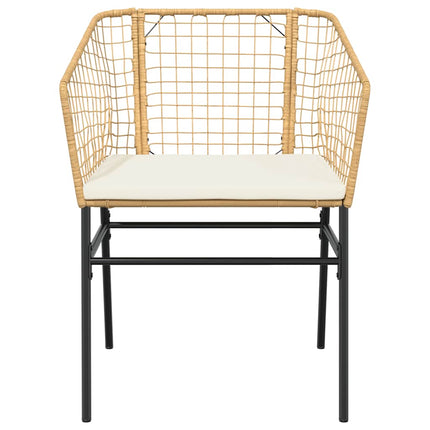 3 dele spisebordssæt til haven m. hynder polyrattan glas brun