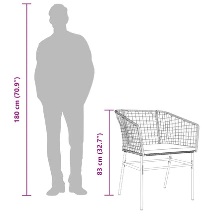 3 dele spisebordssæt til haven m. hynder polyrattan glas brun