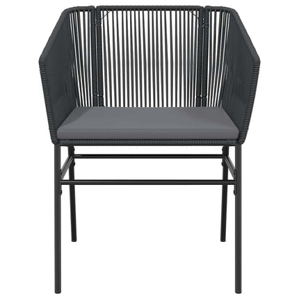 5 dele spisebordssæt til haven m. hynder polyrattan glas sort