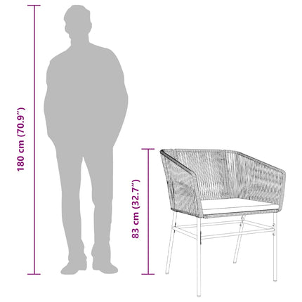3 dele spisebordssæt til haven m. hynder polyrattan glas brun
