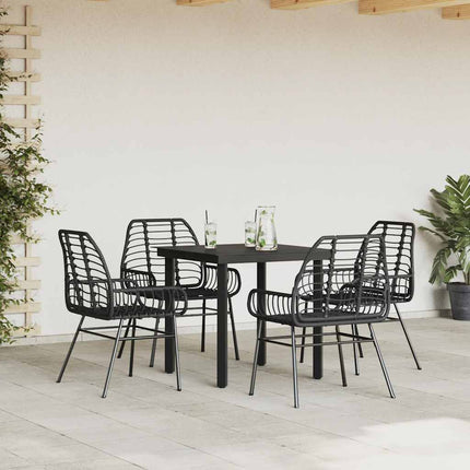 5 dele spisebordssæt til haven polyrattan glas sort