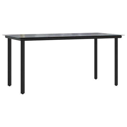 5 dele spisebordssæt til haven polyrattan glas sort