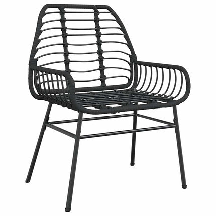 7 dele spisebordssæt til haven polyrattan glas sort