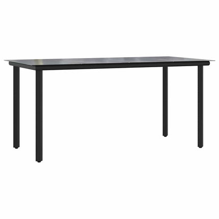 7 dele spisebordssæt til haven polyrattan glas sort