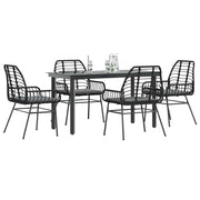 5 dele spisebordssæt til haven m. hynder polyrattan glas sort