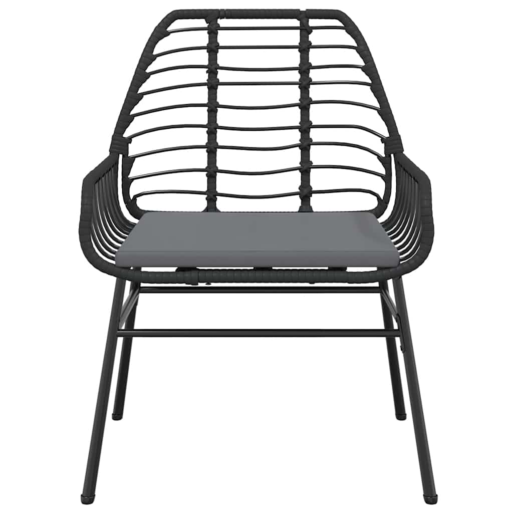 9 dele spisebordssæt til haven m. hynder polyrattan glas sort
