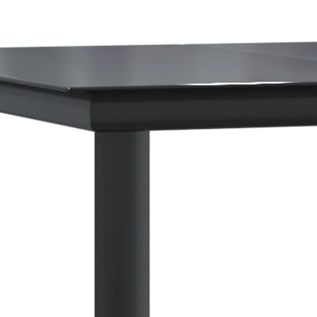 9 dele spisebordssæt til haven m. hynder polyrattan glas sort