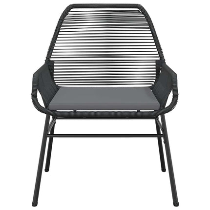 3 dele spisebordssæt til haven m. hynder polyrattan glas sort