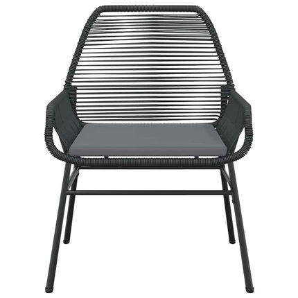 5 dele spisebordssæt til haven m. hynder polyrattan glas sort