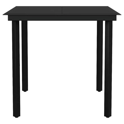 5 dele spisebordssæt til haven m. hynder polyrattan glas sort