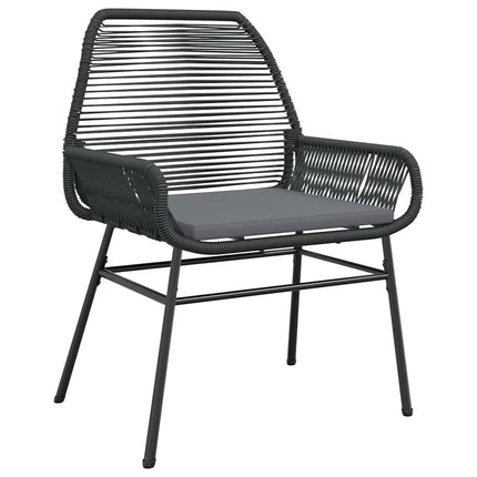5 dele spisebordssæt til haven m. hynder polyrattan glas sort