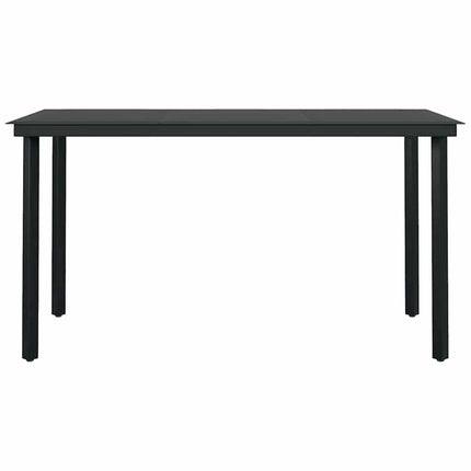 5 dele spisebordssæt til haven m. hynder polyrattan glas sort