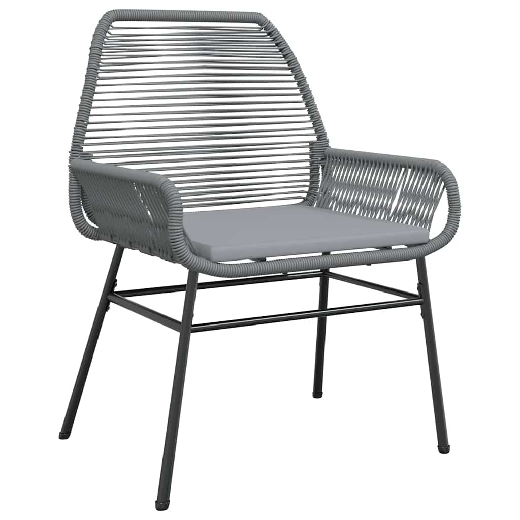 spisebordssæt til haven 3dele med hynder polyrattan glas grå