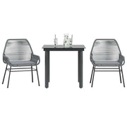 spisebordssæt til haven 3dele med hynder polyrattan glas grå