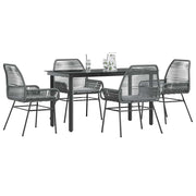 5 dele spisebordssæt til haven med hynder polyrattan glas grå