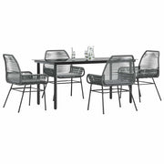 5 dele spisebordssæt til haven med hynder polyrattan glas grå