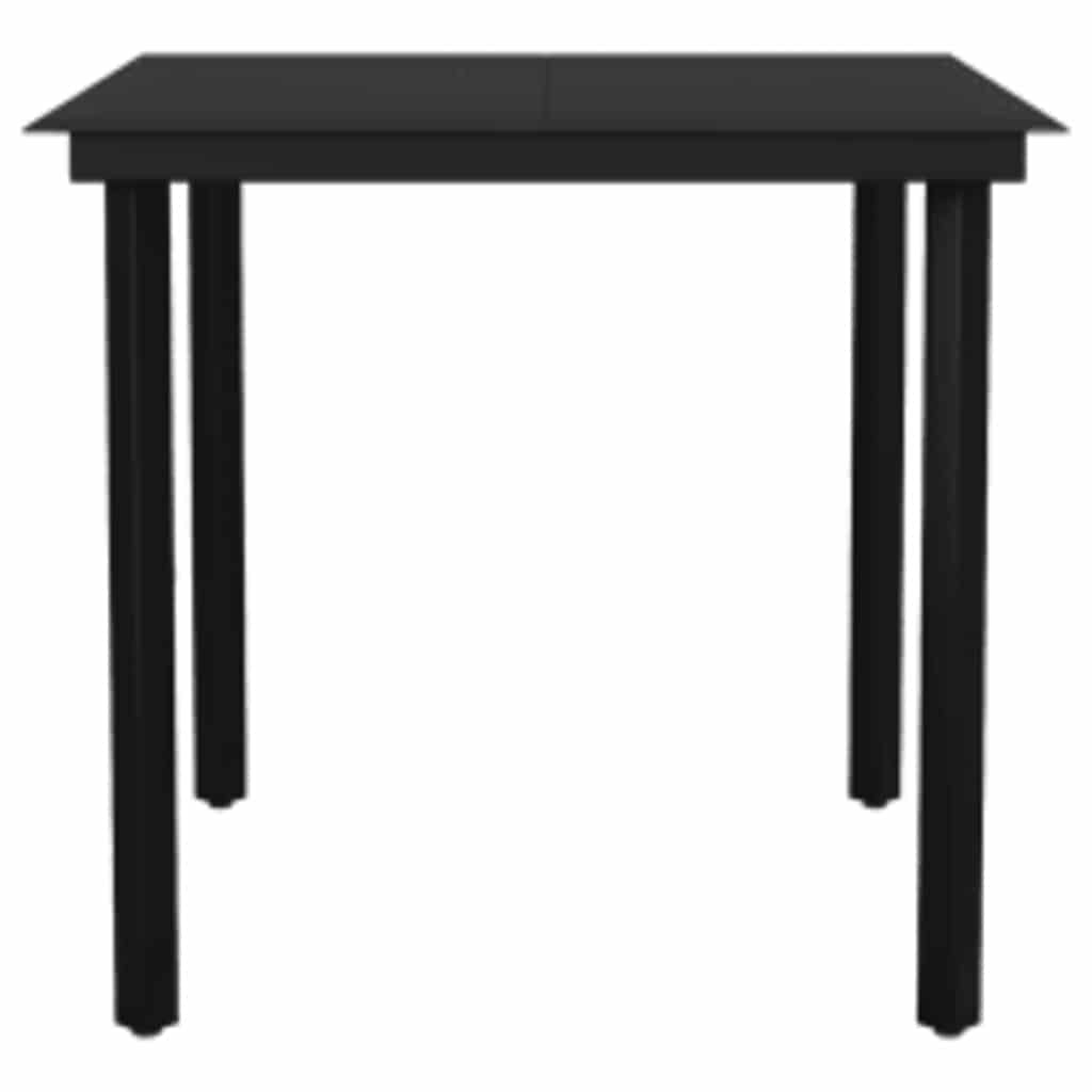 5 dele spisebordssæt til haven polyrattan glas sort