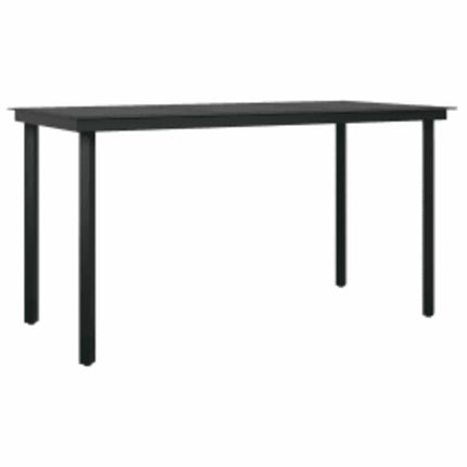 5 dele spisebordssæt til haven polyrattan glas sort