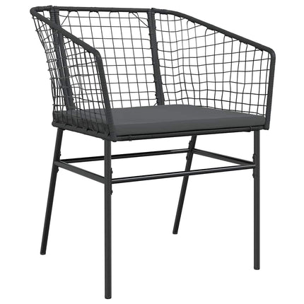 3 dele spisebordssæt til haven m. hynder polyrattan glas sort