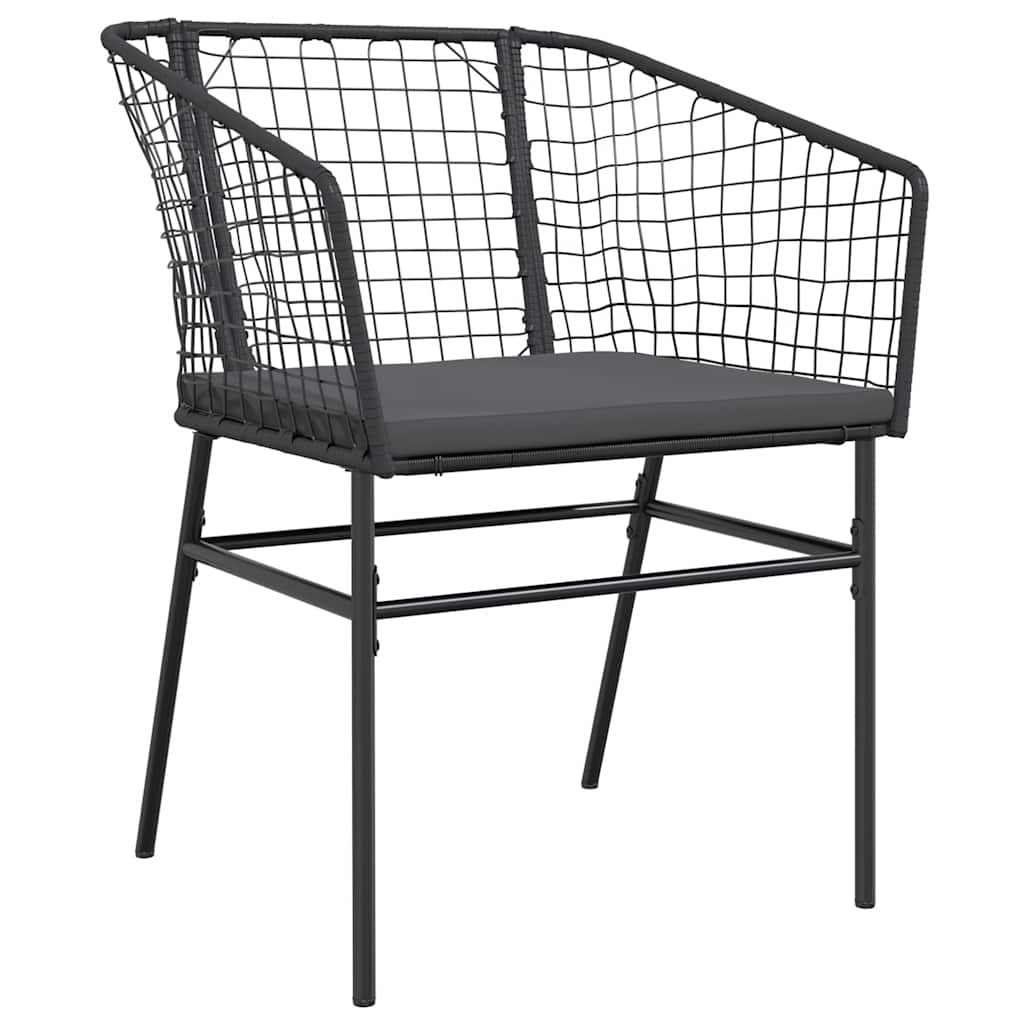 3 dele spisebordssæt til haven m. hynder polyrattan glas sort