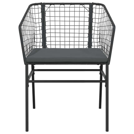 3 dele spisebordssæt til haven m. hynder polyrattan glas sort