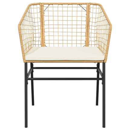 3 dele spisebordssæt til haven m. hynder polyrattan glas brun
