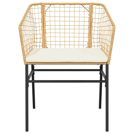 5 dele spisebordssæt til haven m. hynder polyrattan glas brun