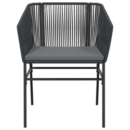 5 dele spisebordssæt til haven m. hynder polyrattan glas sort
