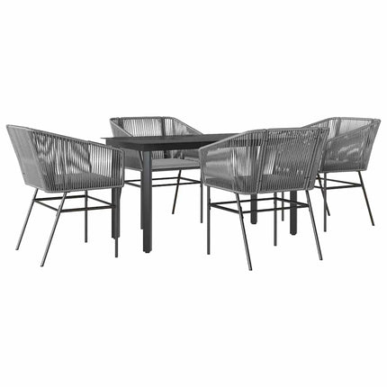 5 dele spisebordssæt til haven med hynder polyrattan glas grå