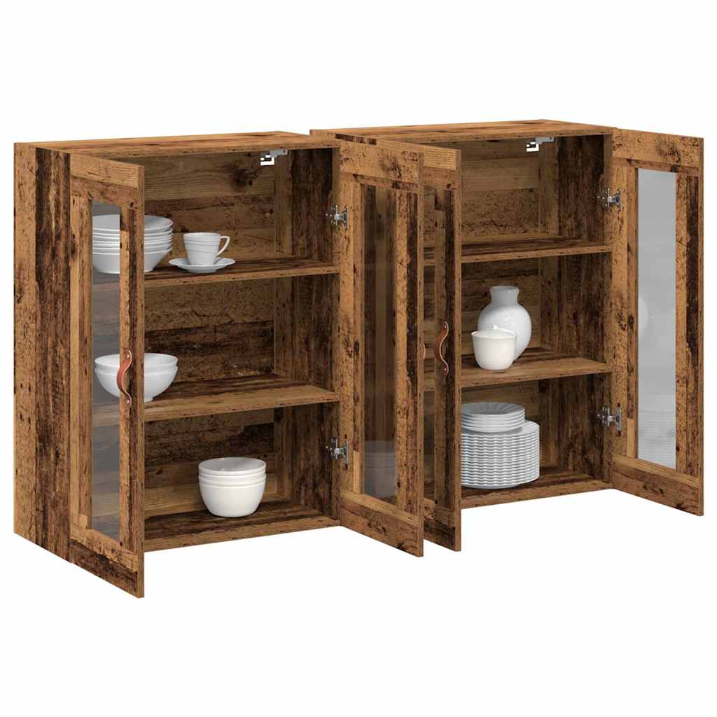 Væggeskabe 2 pcs Gammelt træ 69,5 x 34 x 90 cm Konstrueret træ