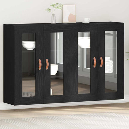 Væggeskabe 2 stk. Sort eg 69,5 x 34 x 90 cm Konstrueret træ